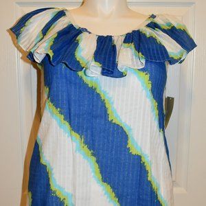 MICHAEL KORS FLOUNCE STRIPED TOP - SIZE LARGE - NEW WITH TAGS!